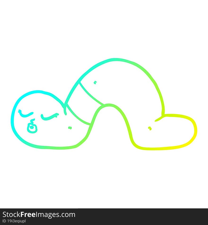 cold gradient line drawing of a cartoon worm