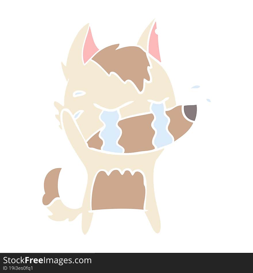 flat color style cartoon crying wolf