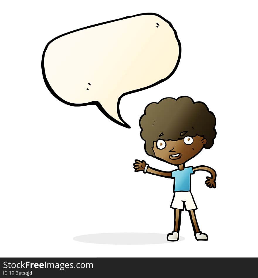 cartoon sporty person with speech bubble