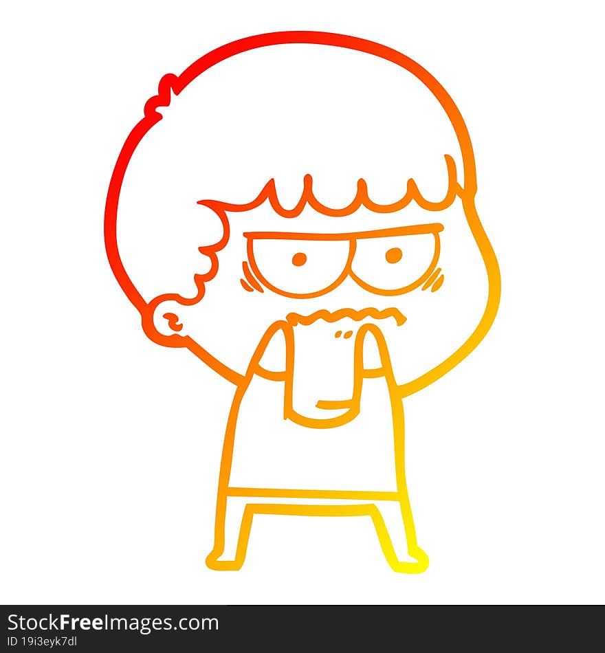 warm gradient line drawing cartoon annoyed man