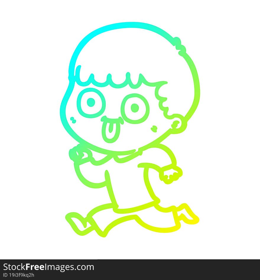 Cold Gradient Line Drawing Cartoon Man Staring