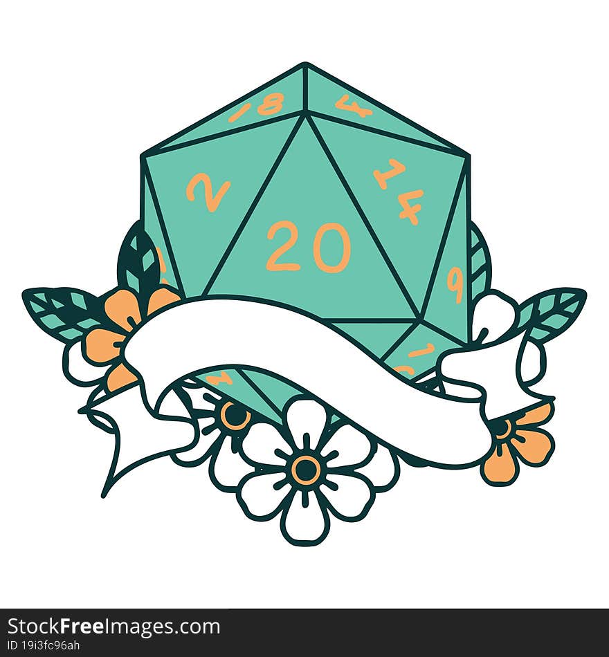 natural twenty D20 dice roll illustration