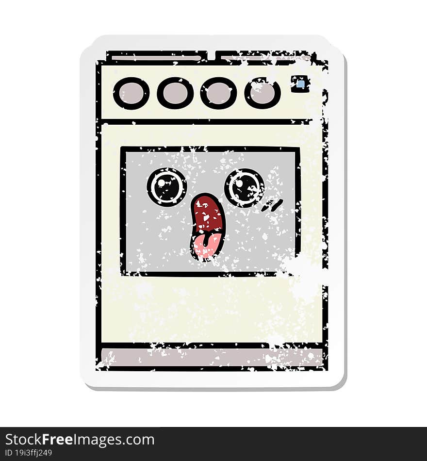 distressed sticker of a cute cartoon kitchen oven