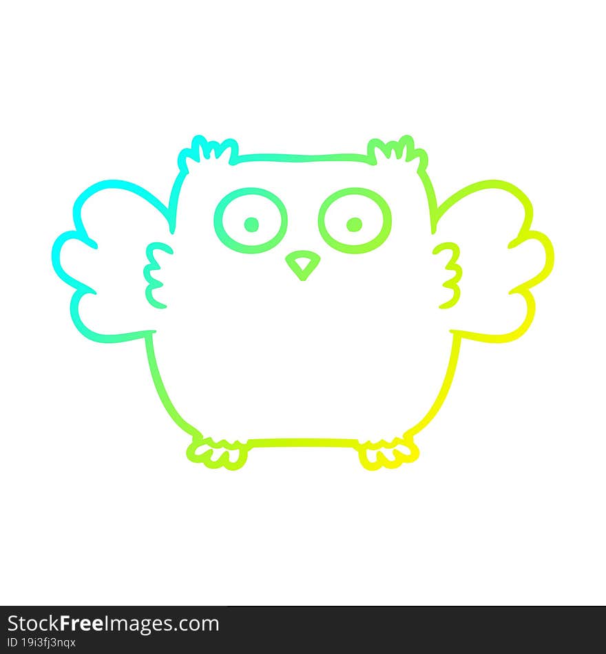 Cold Gradient Line Drawing Cute Cartoon Owl