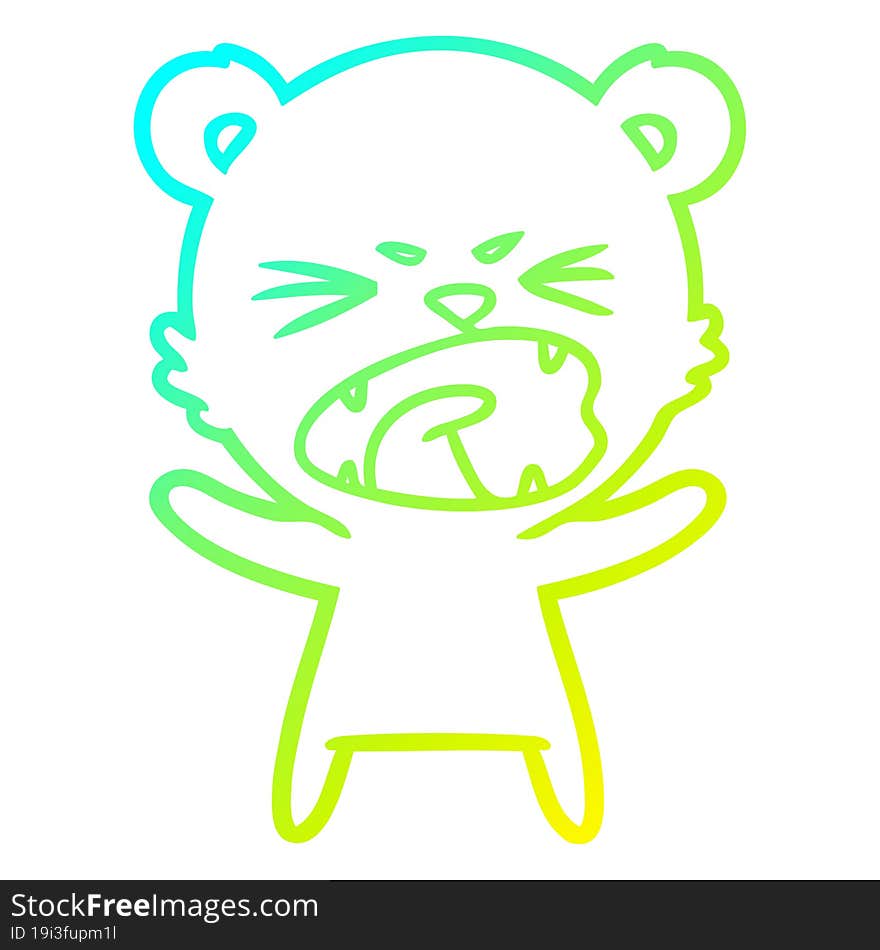 cold gradient line drawing angry cartoon polar bear