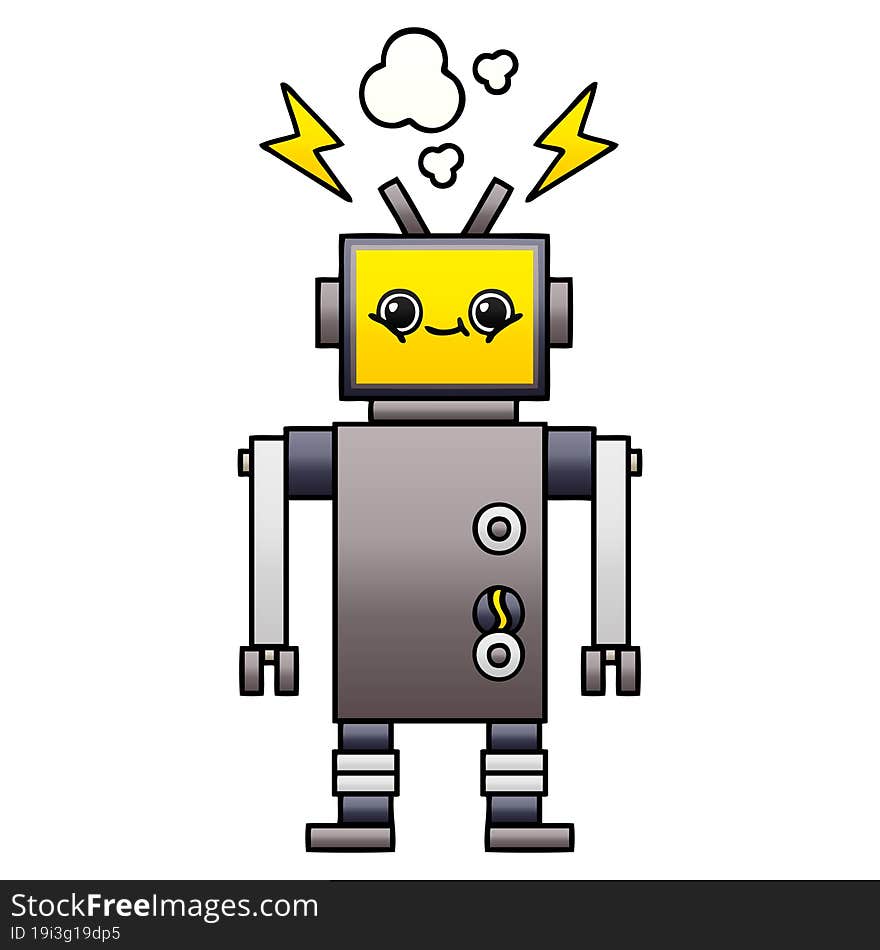 Gradient Shaded Cartoon Robot