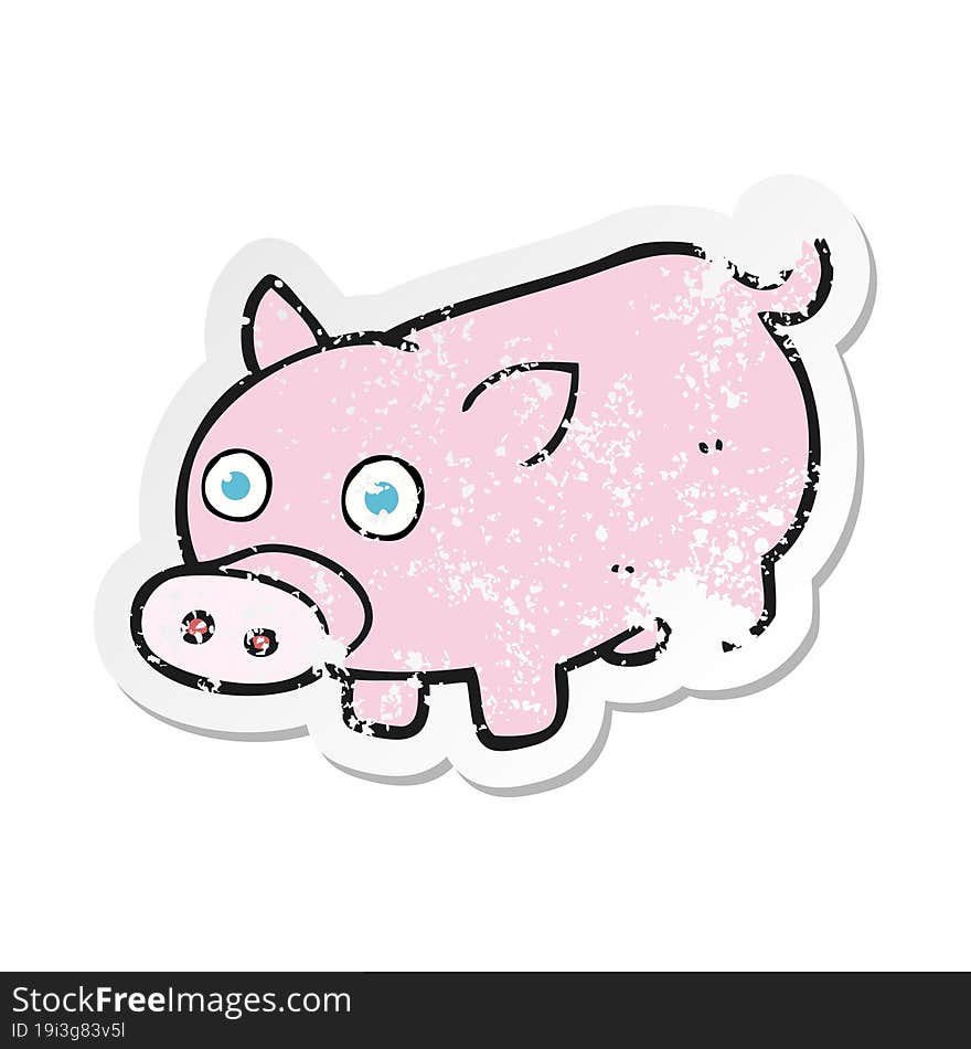 retro distressed sticker of a cartoon piglet