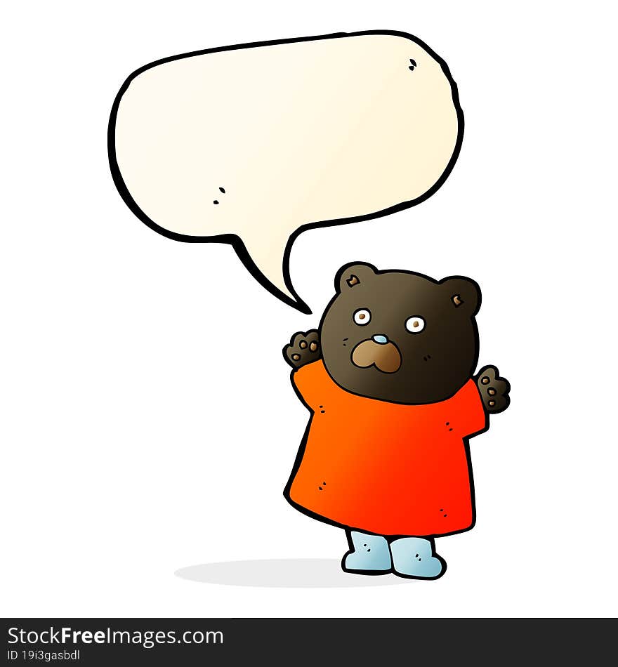 Funny Cartoon Black Bear With Speech Bubble