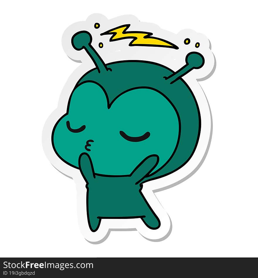 Sticker Cartoon Of A Cute Kawaii Alien