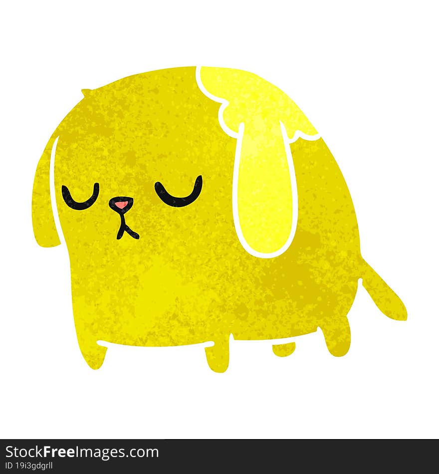 retro cartoon of cute sad kawaii dog