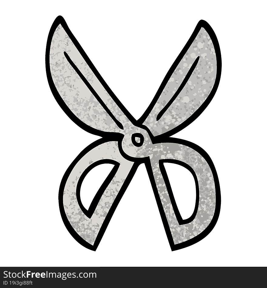 grunge textured illustration cartoon scissors