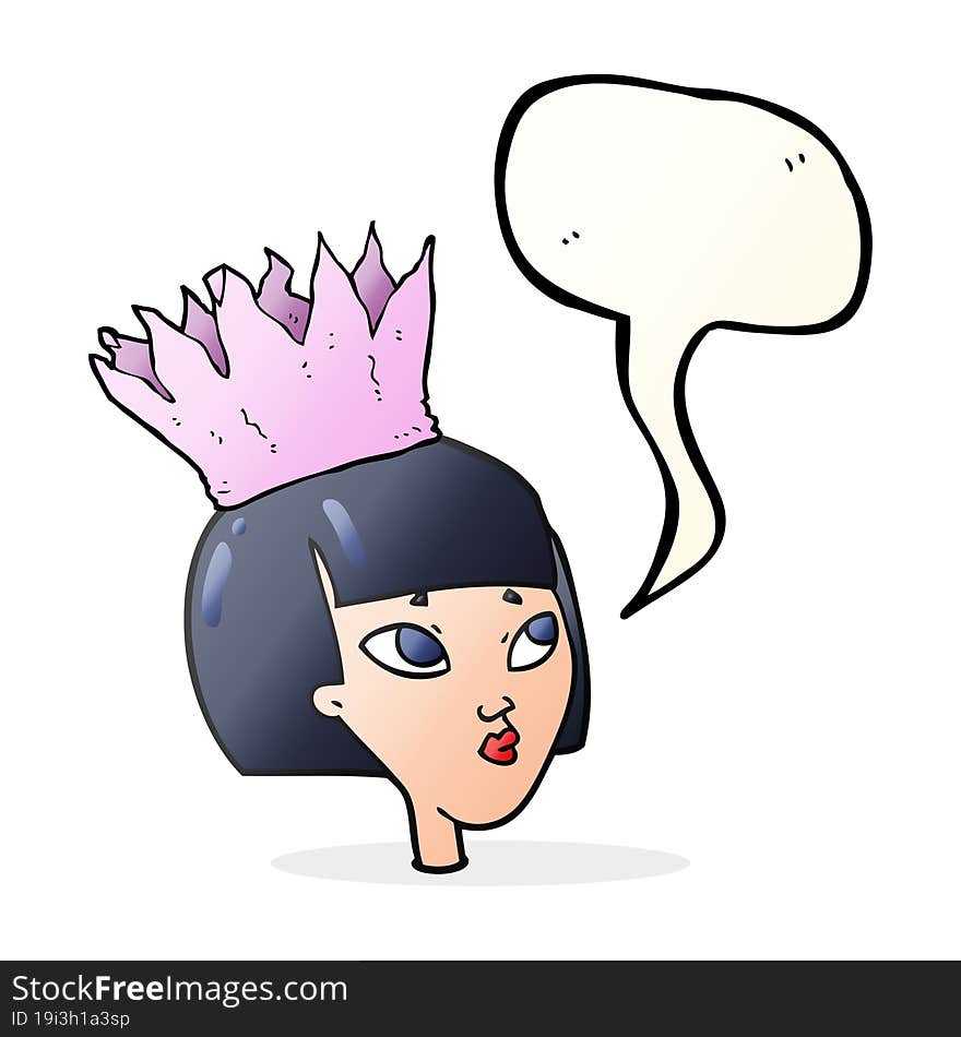 speech bubble cartoon woman wearing paper crown