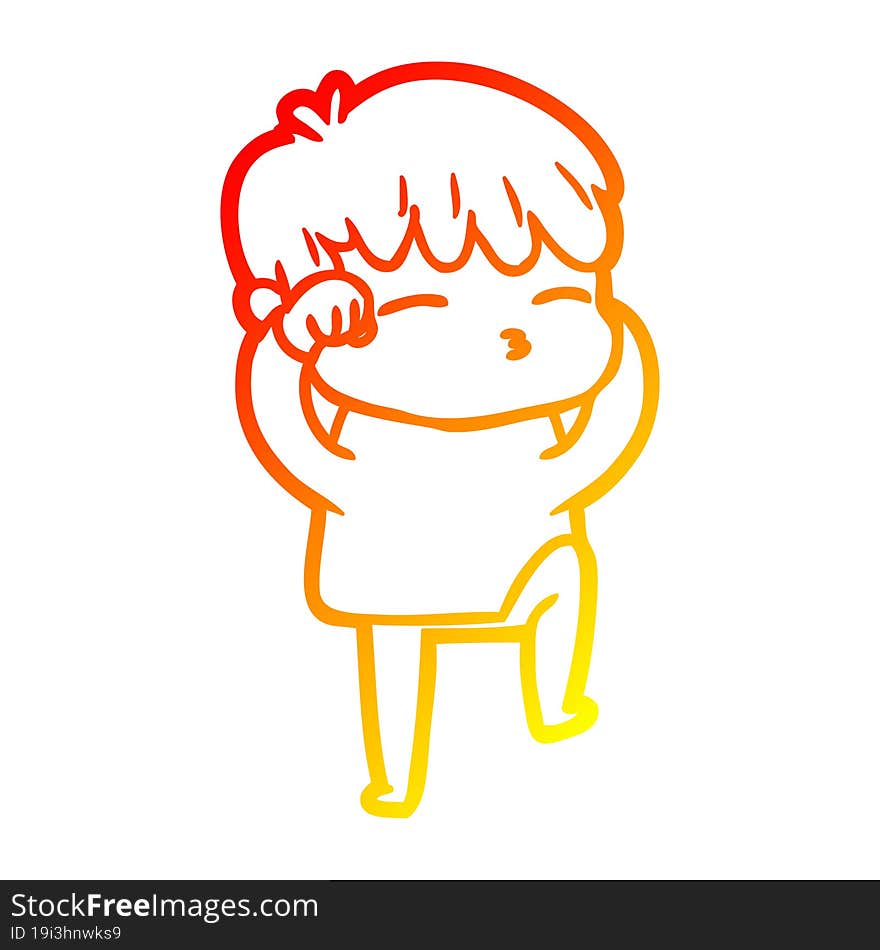 warm gradient line drawing cartoon curious boy