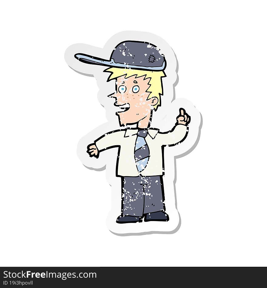 retro distressed sticker of a cartoon school boy