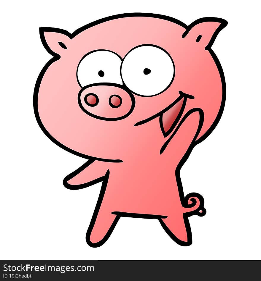 cheerful pig cartoon. cheerful pig cartoon