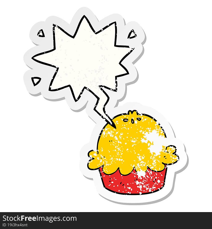 cartoon pie and speech bubble distressed sticker