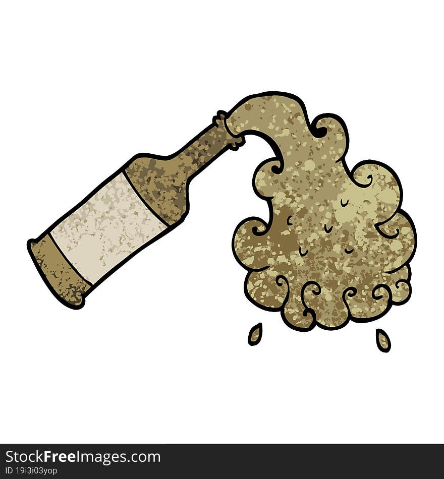 Grunge Textured Illustration Cartoon Beer Pouring