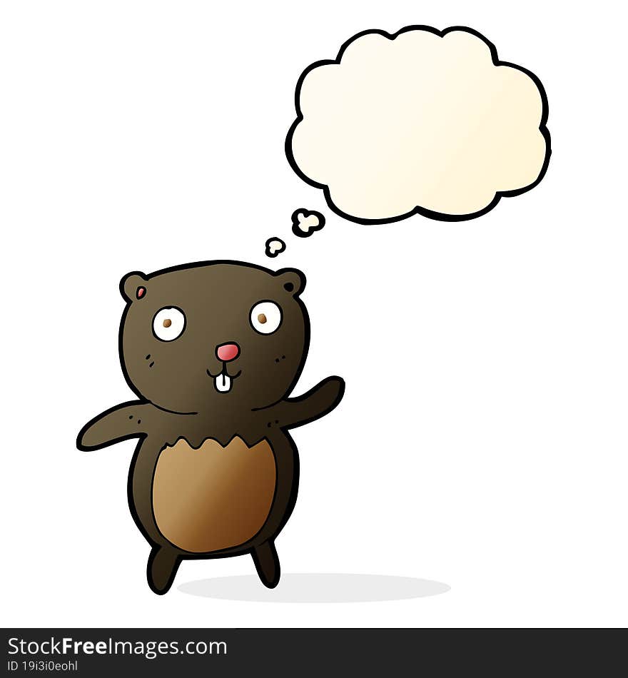 cartoon black bear cub with thought bubble