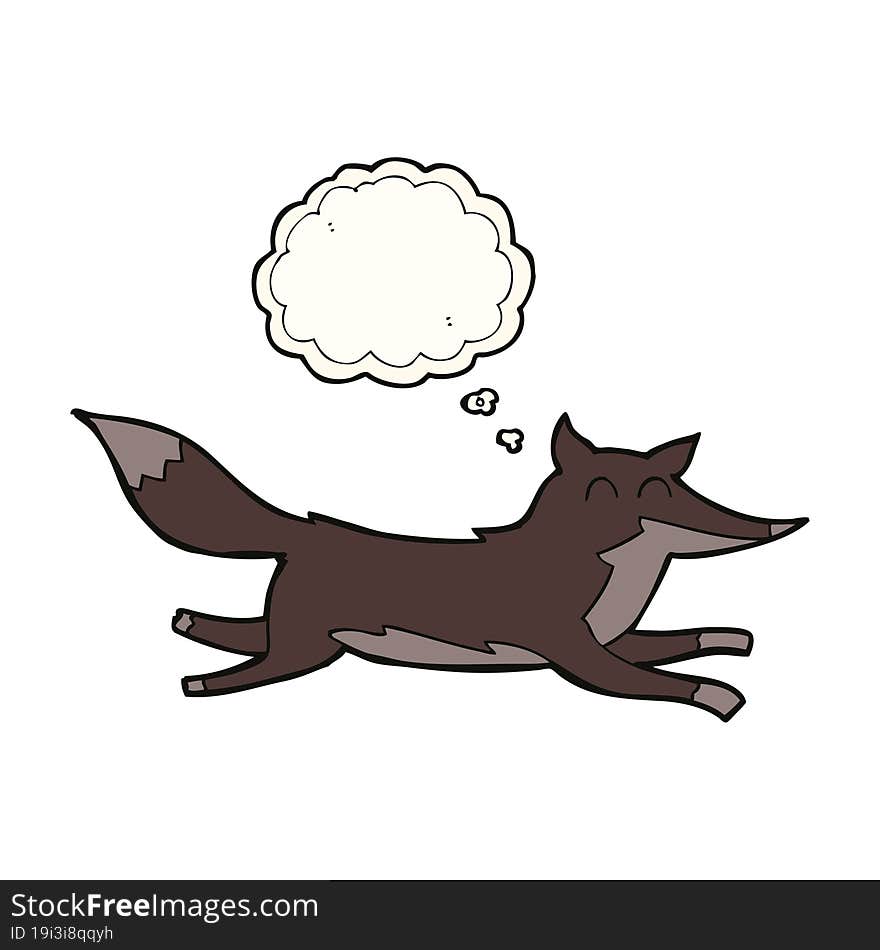 Cartoon Running Wolf With Thought Bubble