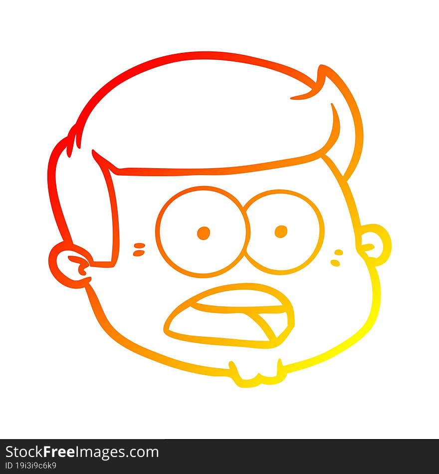 warm gradient line drawing cartoon male face