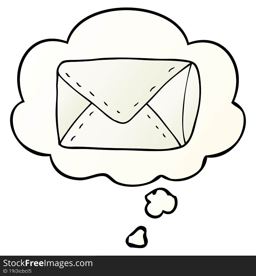 cartoon envelope and thought bubble in smooth gradient style