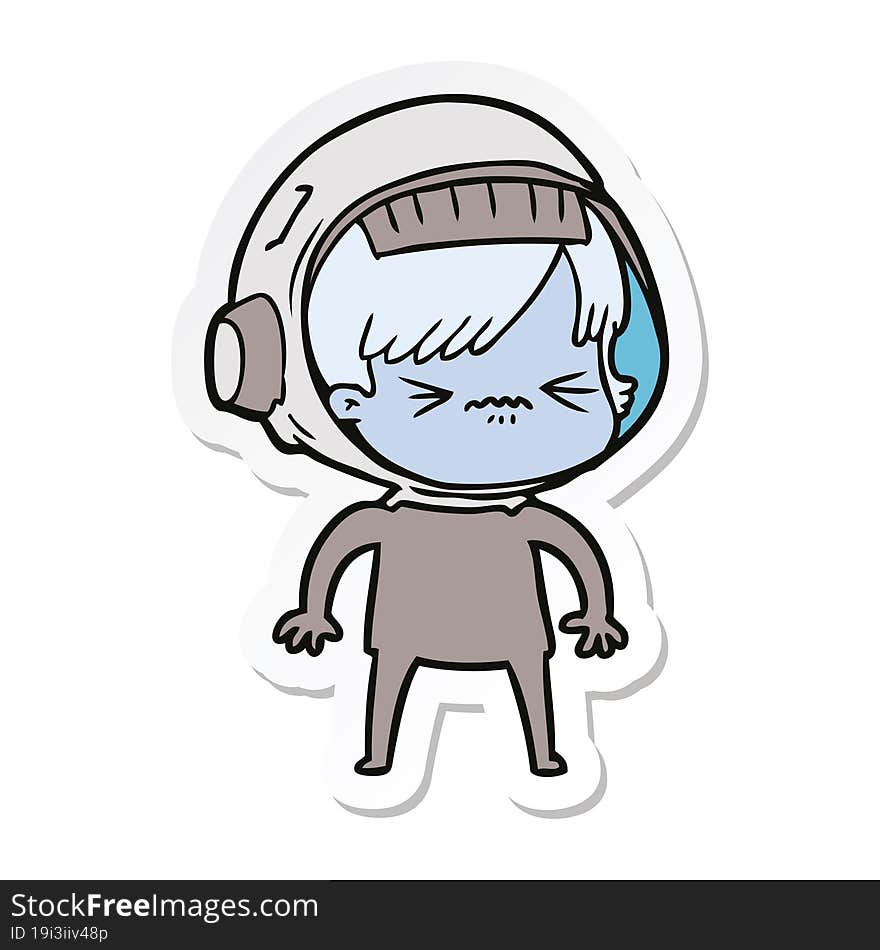 sticker of a cartoon astronaut woman