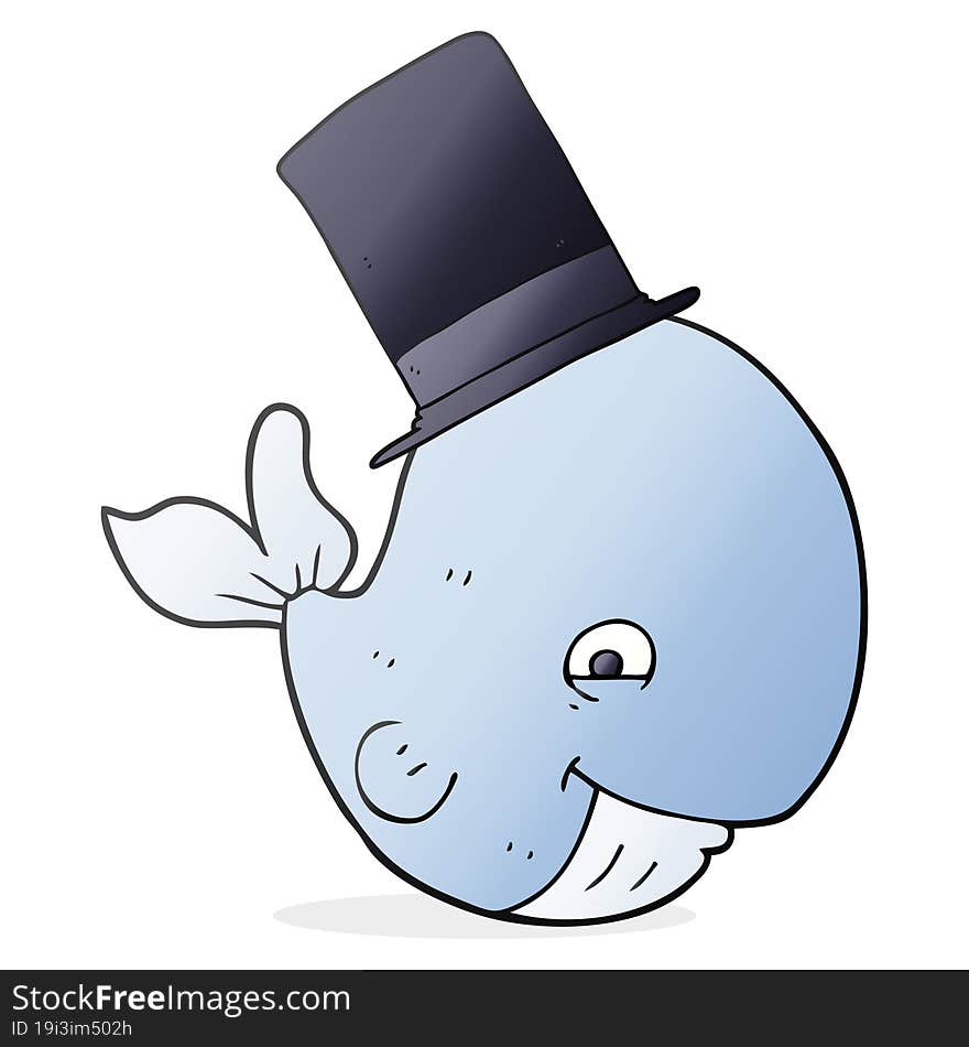 cartoon whale in top hat