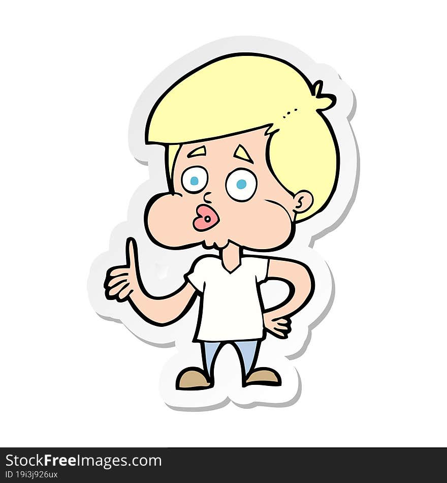 Sticker Of A Cartoon Boy Giving Thumbs Up