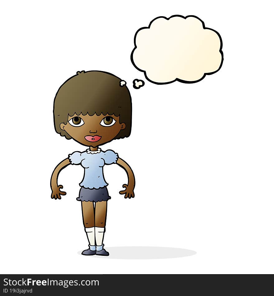 cartoon girl with thought bubble