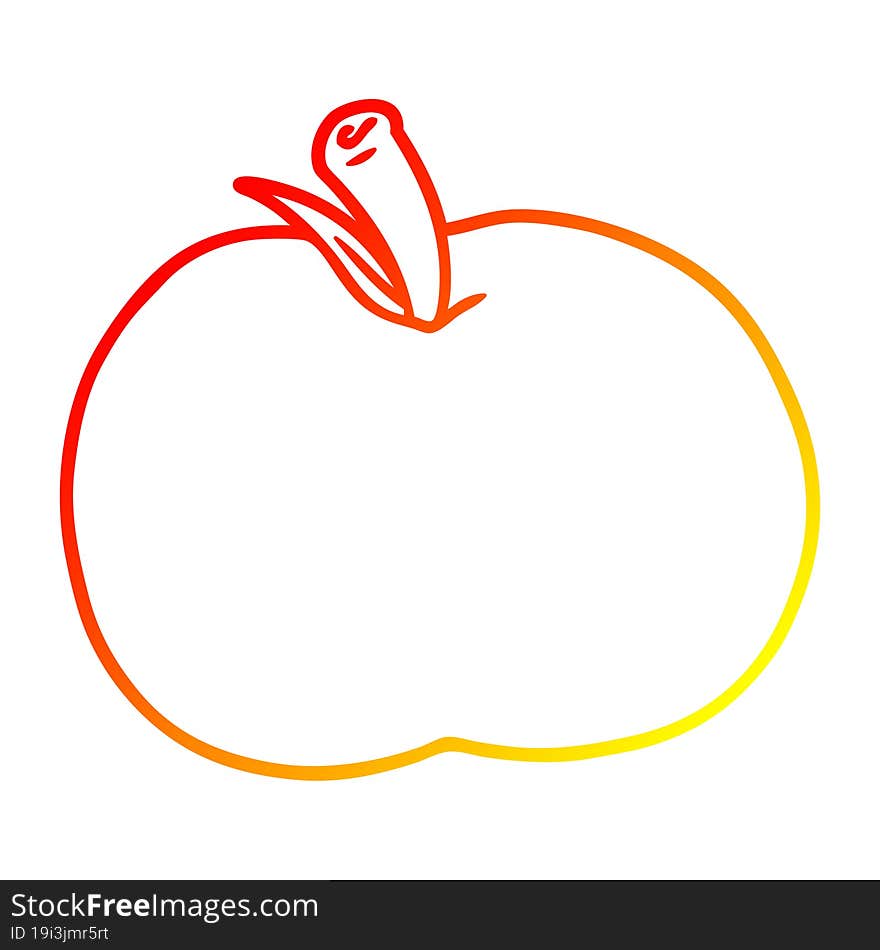 warm gradient line drawing cartoon apple