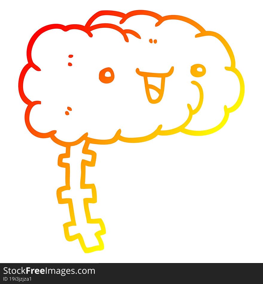 warm gradient line drawing happy cartoon brain