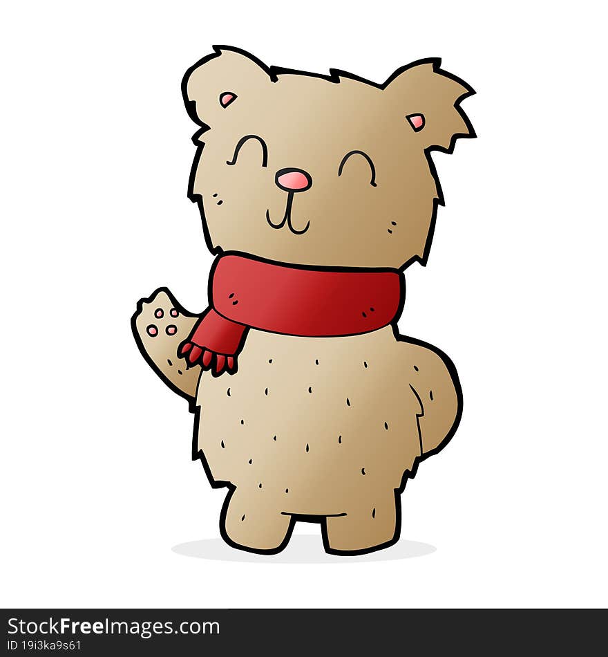 cartoon waving teddy bear