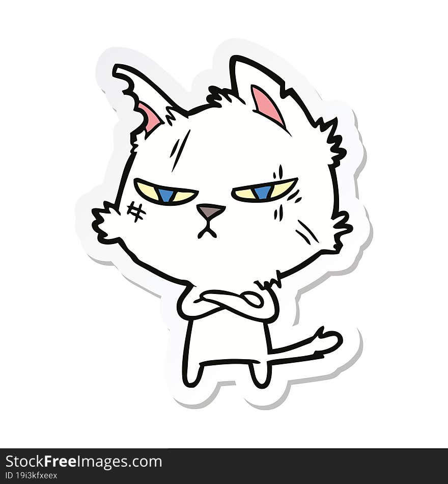 sticker of a tough cartoon cat