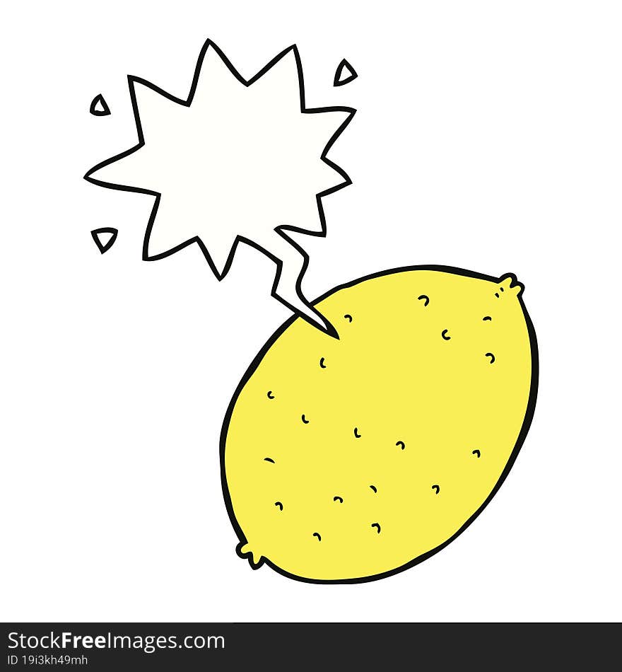 Cartoon Lemon And Speech Bubble