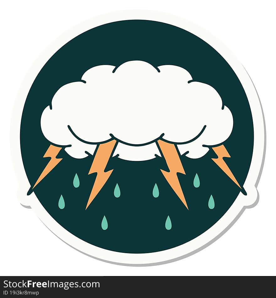 tattoo style sticker of a storm cloud