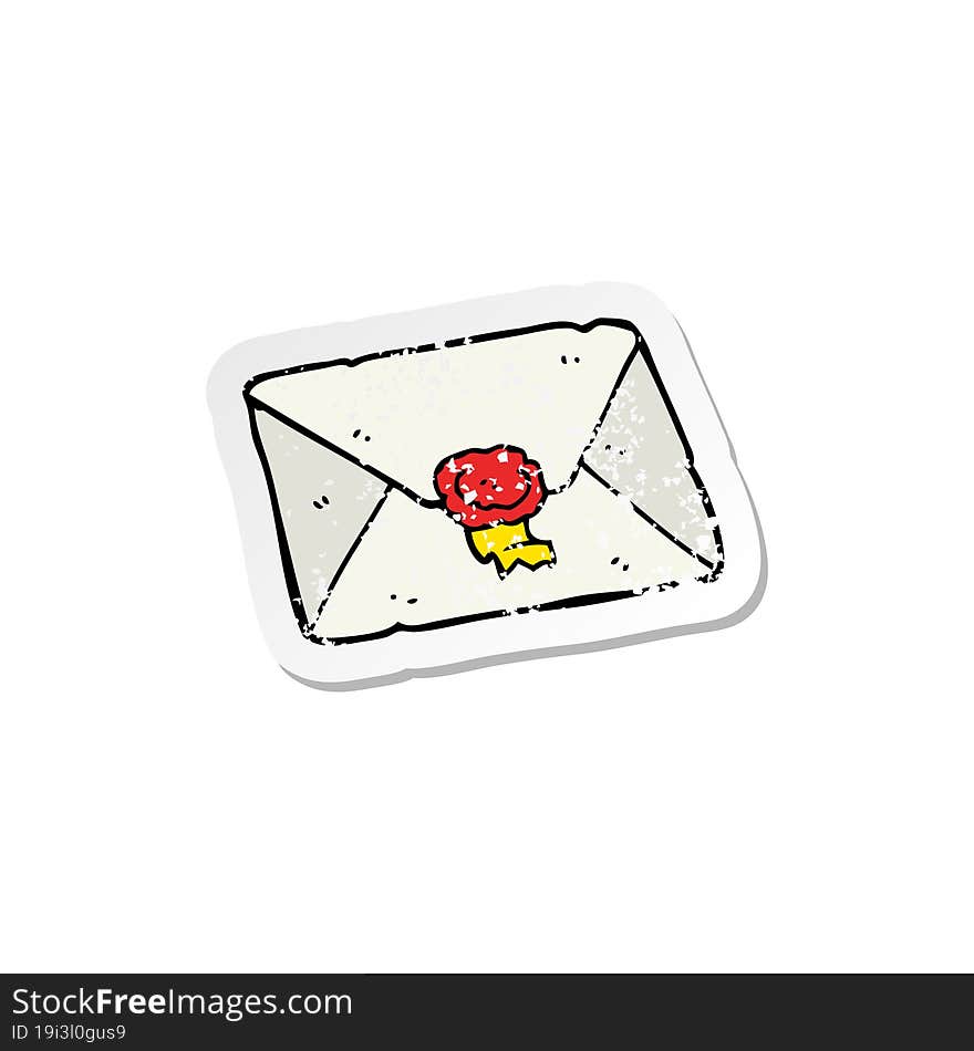 retro distressed sticker of a cartoon letter