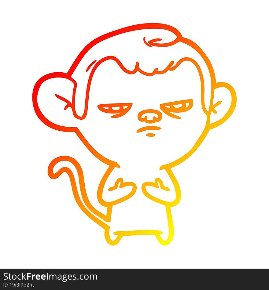 warm gradient line drawing of a cartoon monkey