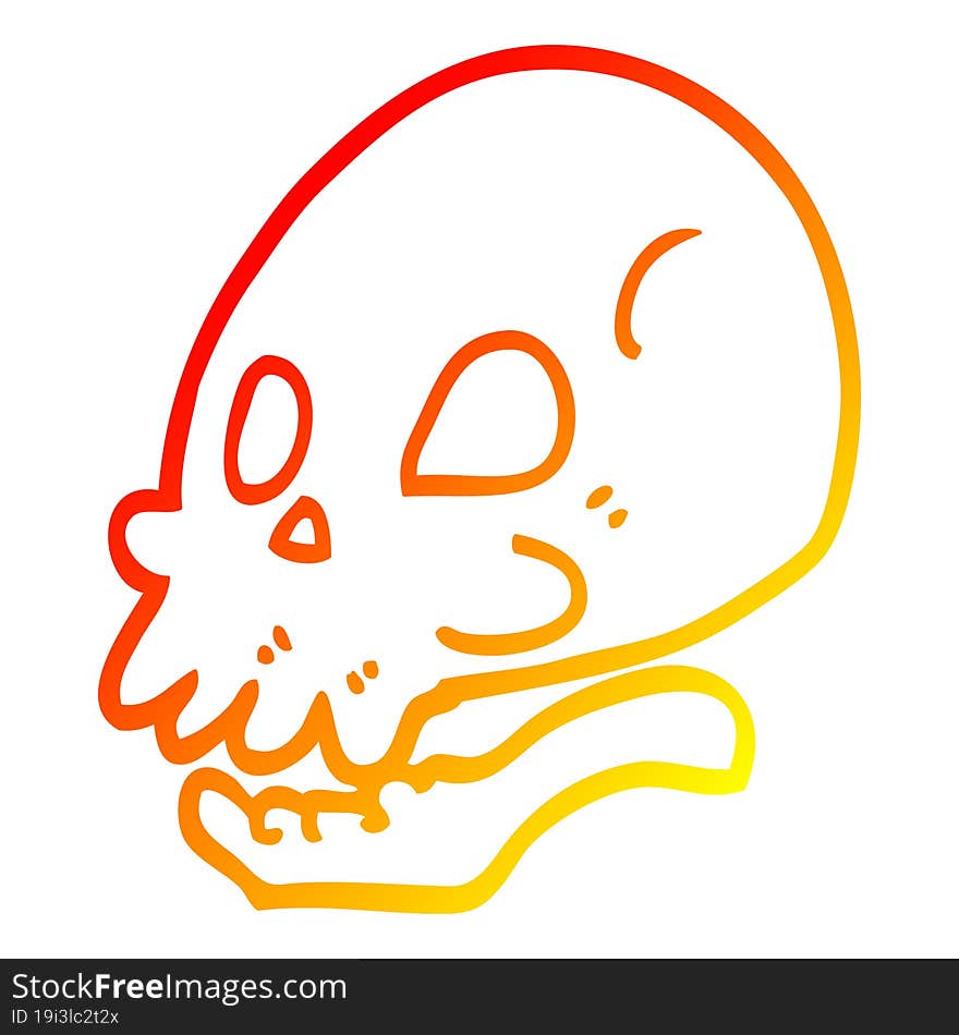 warm gradient line drawing cartoon skull