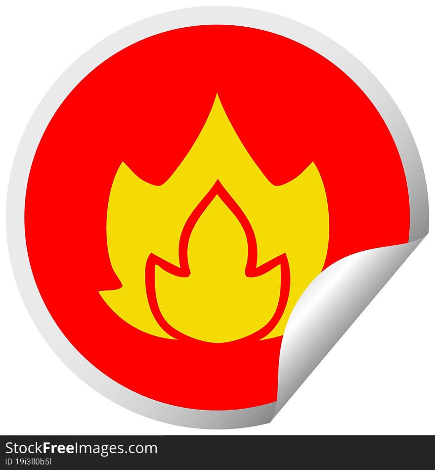 circular peeling sticker cartoon fire