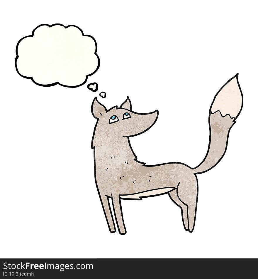 Thought Bubble Textured Cartoon Wolf