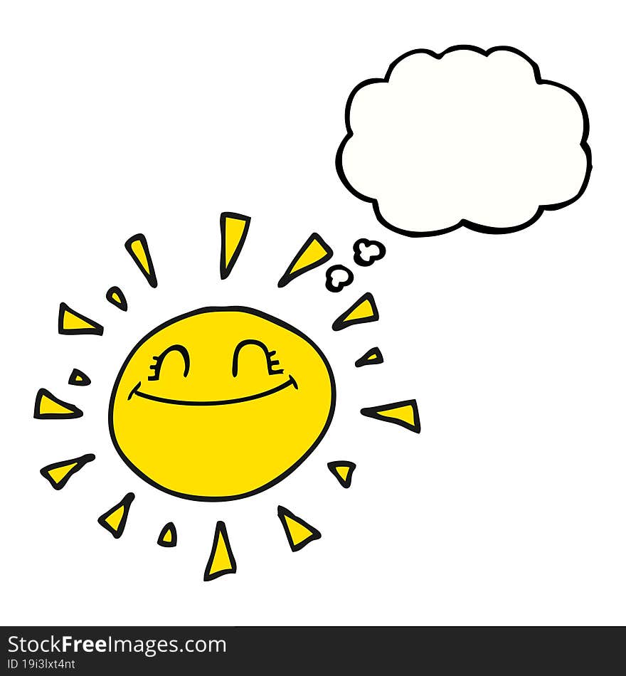 happy thought bubble cartoon sun