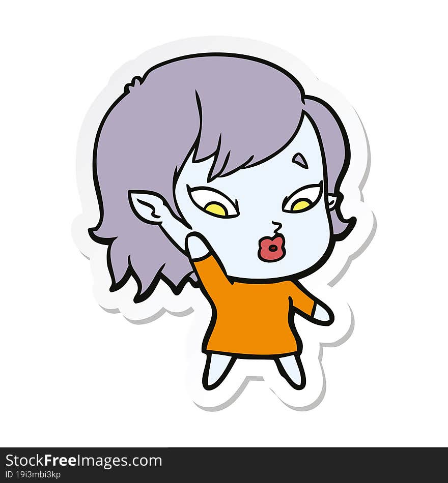 sticker of a cute cartoon vampire girl