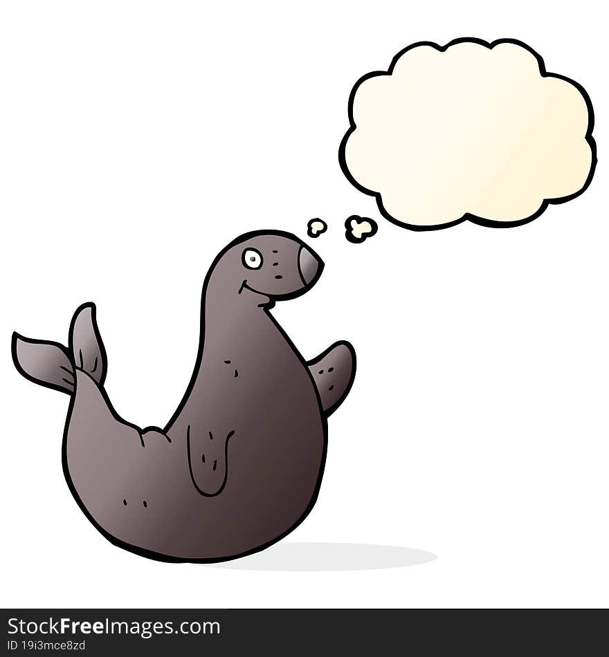 cartoon seal with thought bubble