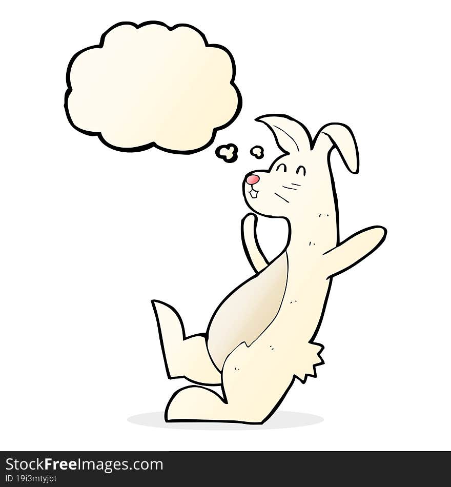 cartoon white rabbit with thought bubble