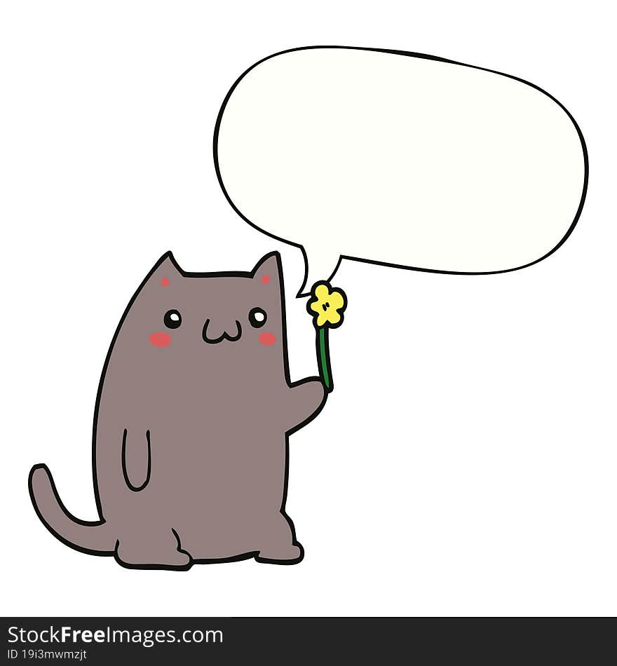 Cute Cartoon Cat And Speech Bubble