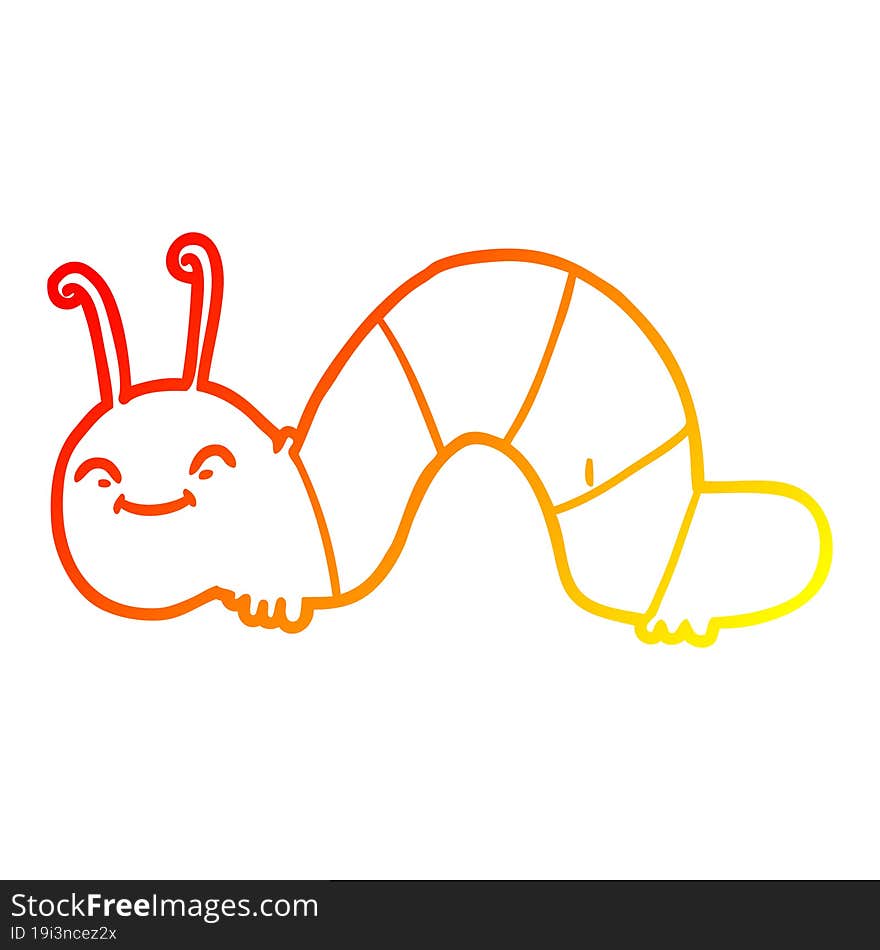 warm gradient line drawing cartoon happy bug