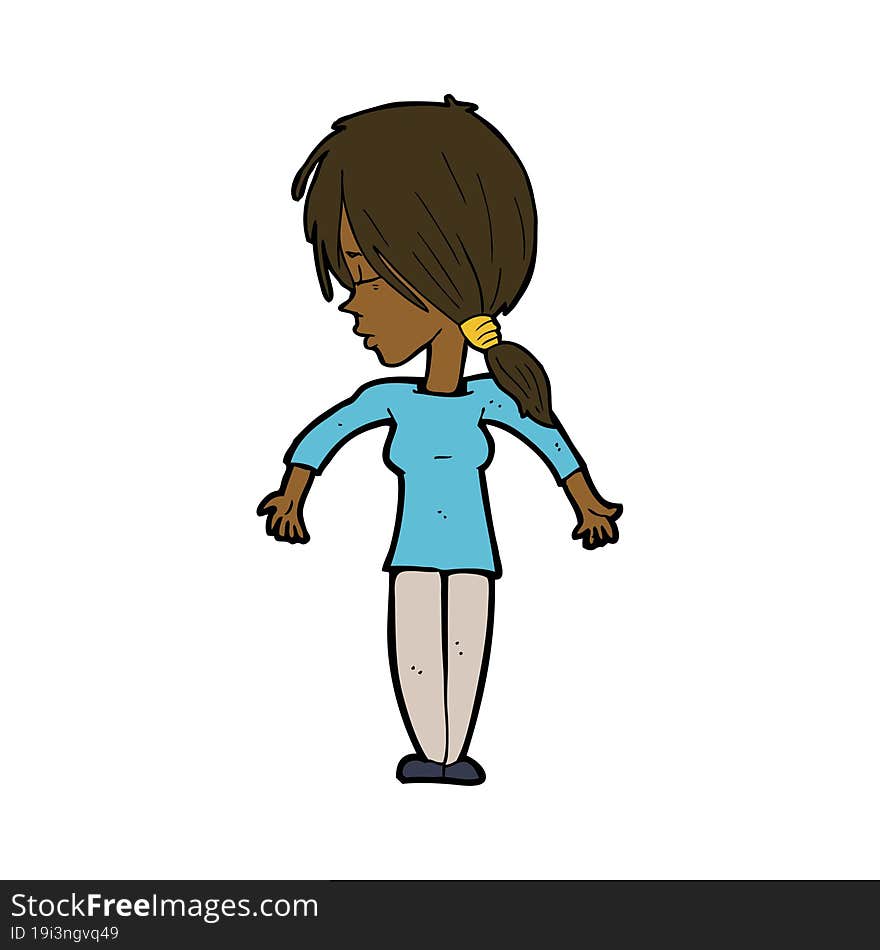 cartoon woman shrugging shoulders