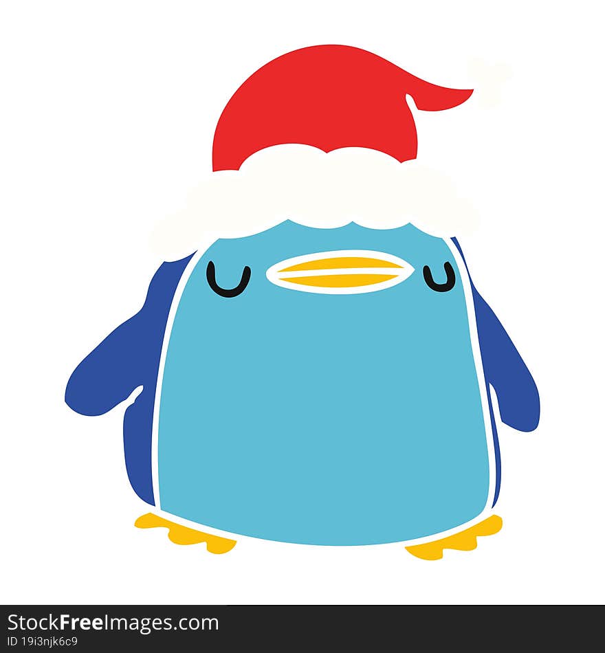 hand drawn christmas cartoon of kawaii penguin