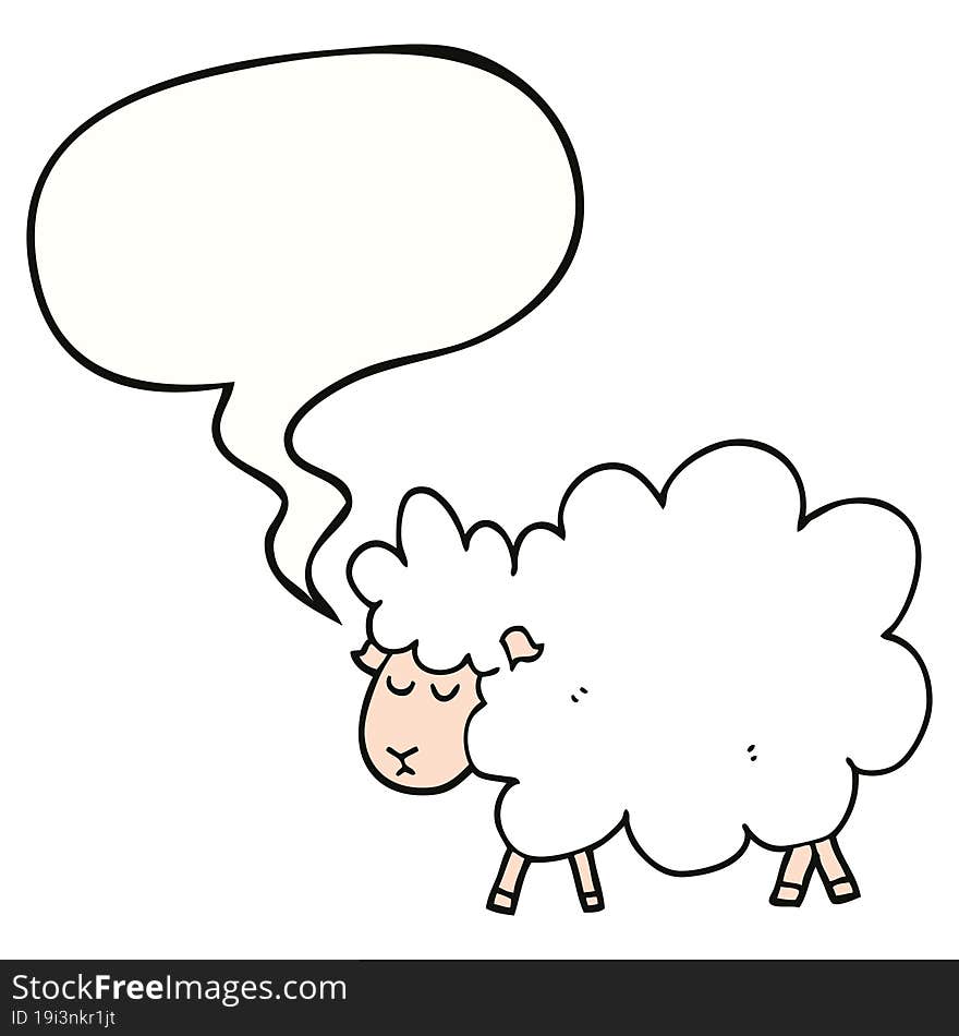 cartoon sheep and speech bubble