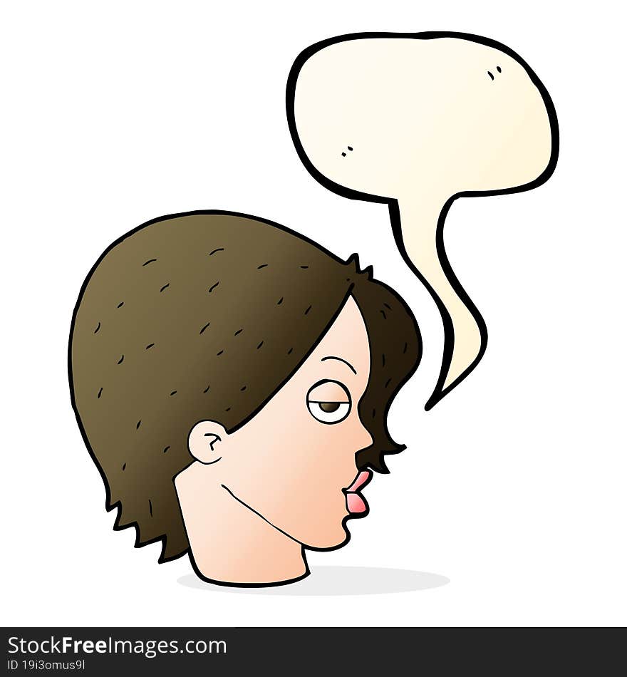 Cartoon Woman Raising Eyebrow With Speech Bubble